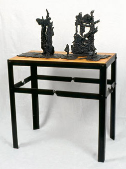 bronze, metal, wood